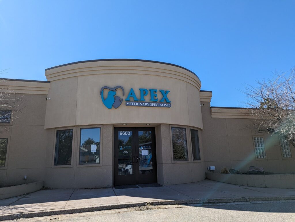 Front of the new APEX clinic located at 9600 E Peakview Ave